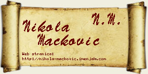 Nikola Mačković vizit kartica